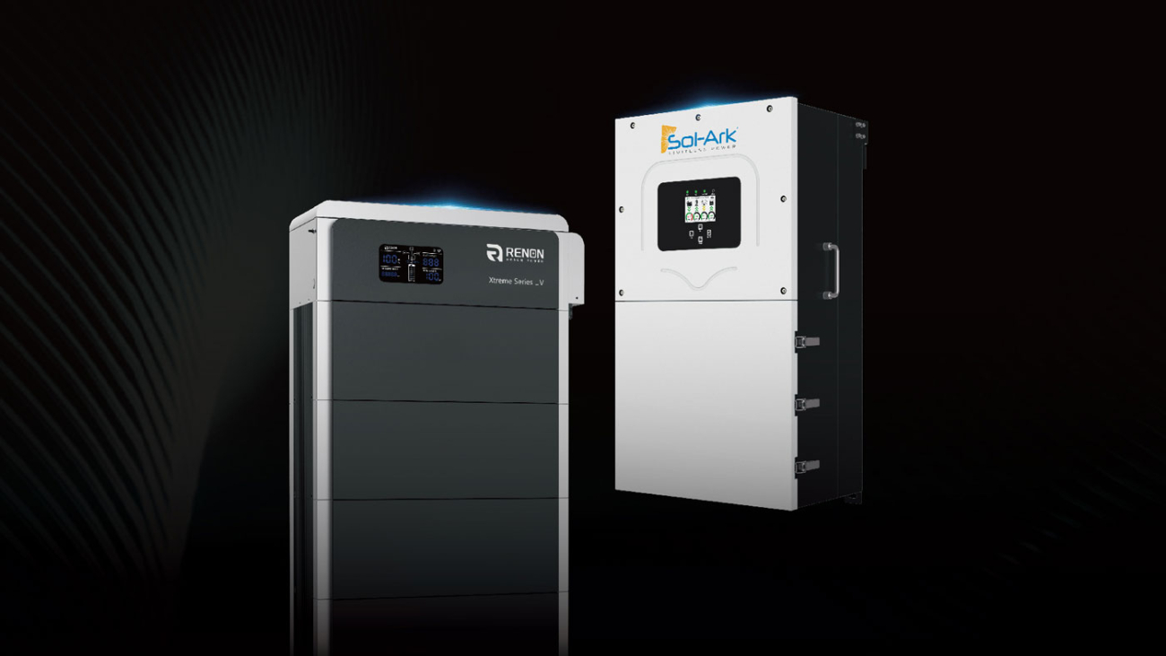 Renon battery & Sol-Ark inverter wiyh black background.