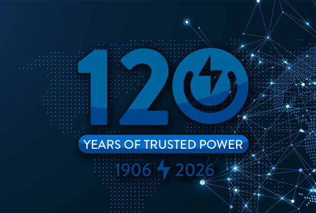 C&D Technologies 120 Years of trusted power logo.