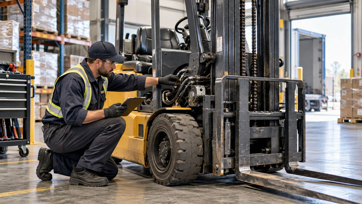 Forklift Inspection in Warehouse